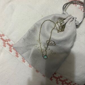 Gold Necklace with Blue Gemstone